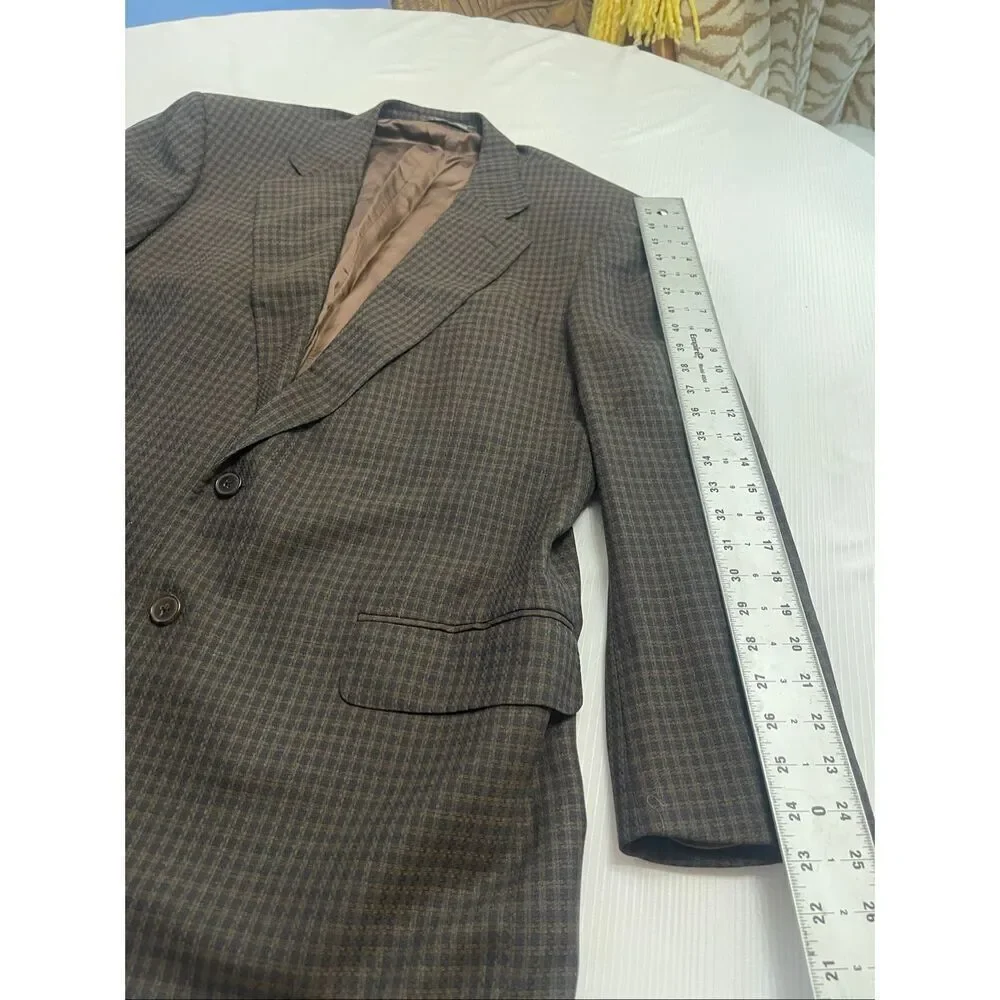 Ermenegildo Zegna High Performance Men’s Brown Plaid Blazer Size 56 Euro 46 US